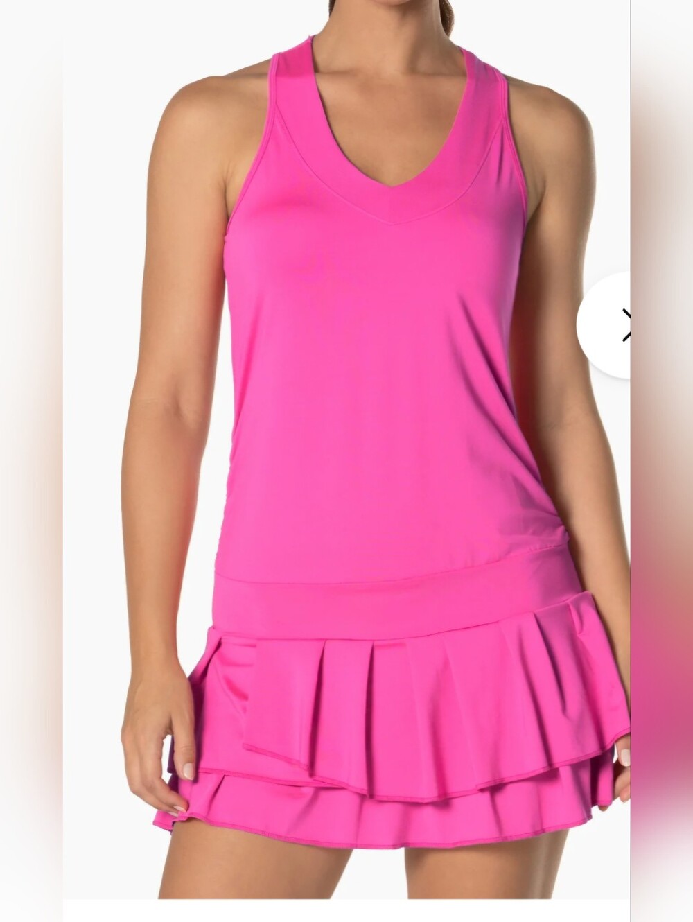 Tennis/Pickle Ball Dress - Lucky in Love Hot Pink Sleeveless Mini Dress - Picture 2 of 3